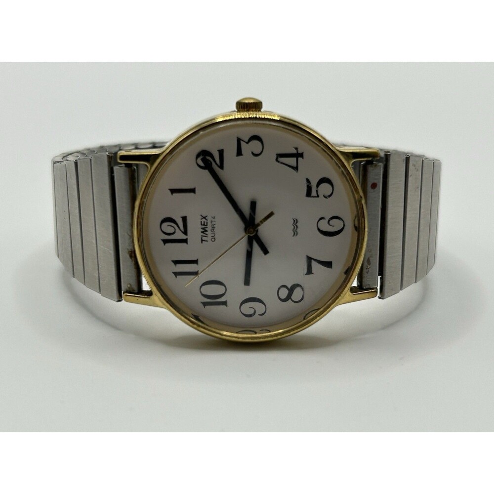 Men’s Timex Indiglo Quartz Watch Gold Tone Dial Stretch Band